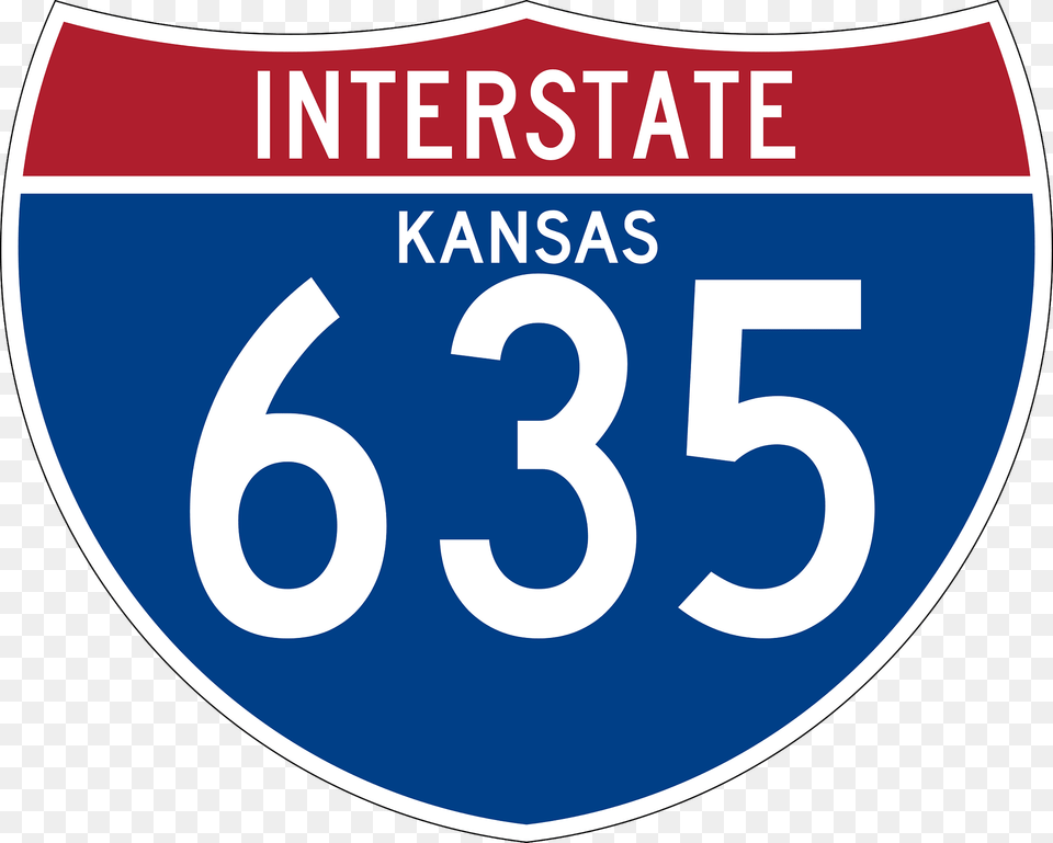 Interstate 635 Kansas Sign Clipart, Symbol, Number, Text Png