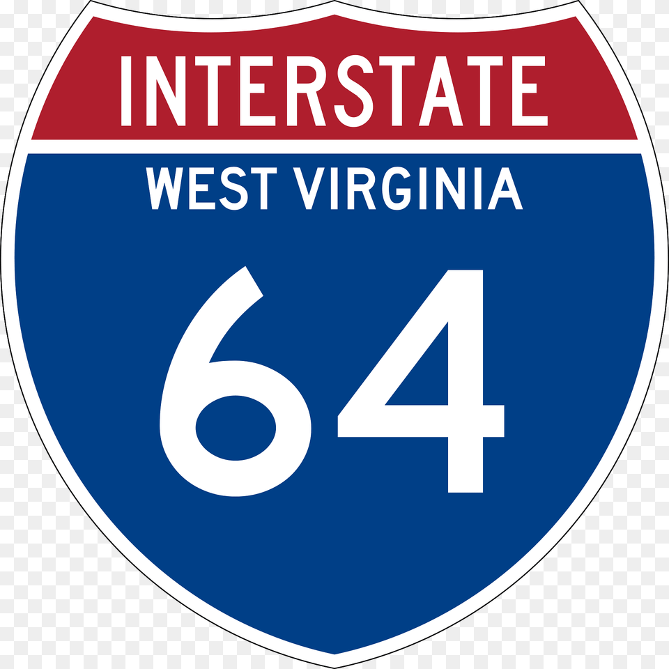 Interstate 64 West Virginia Metric Sign Clipart, Symbol, Text, Disk, Number Png