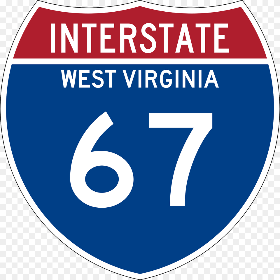 Interstate 67 West Virginia Metric Sign Clipart, Symbol, Text, Number, Disk Png