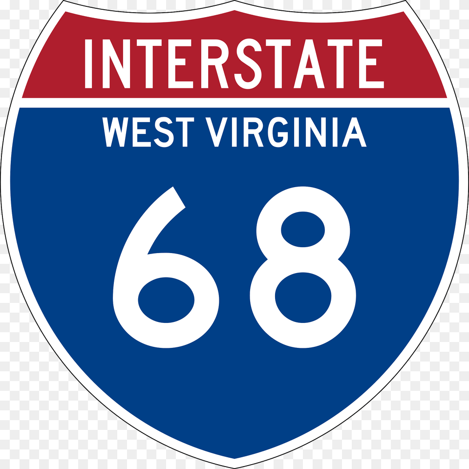 Interstate 68 West Virginia Metric Sign Clipart, Symbol, Text, Number, Disk Free Png