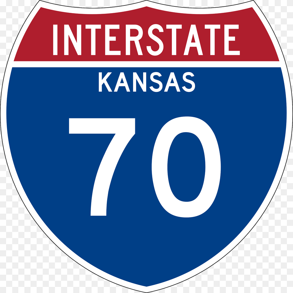 Interstate 70 Kansas Metric Sign Clipart, Symbol, Number, Text, Disk Png