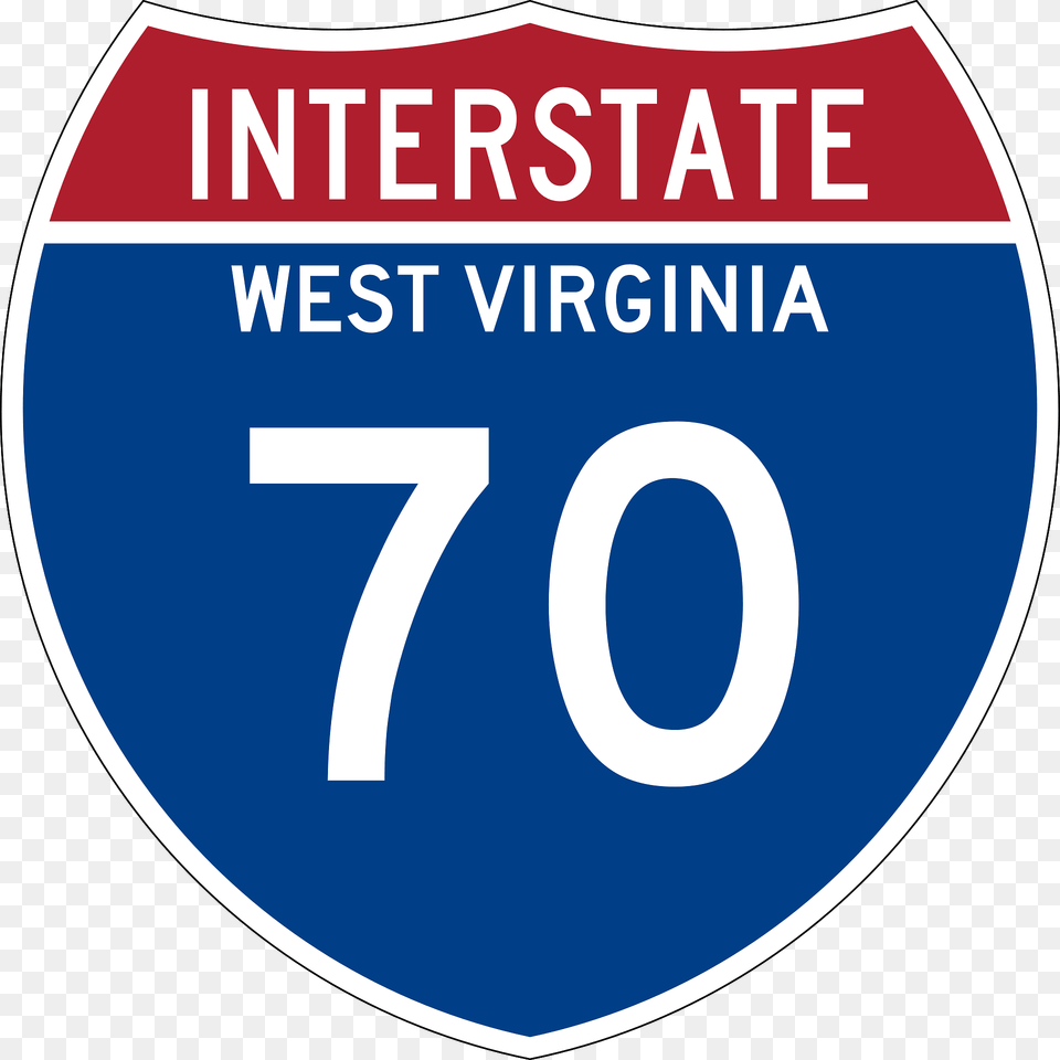 Interstate 70 West Virginia Metric Sign Clipart, Symbol, Number, Text, Disk Free Transparent Png