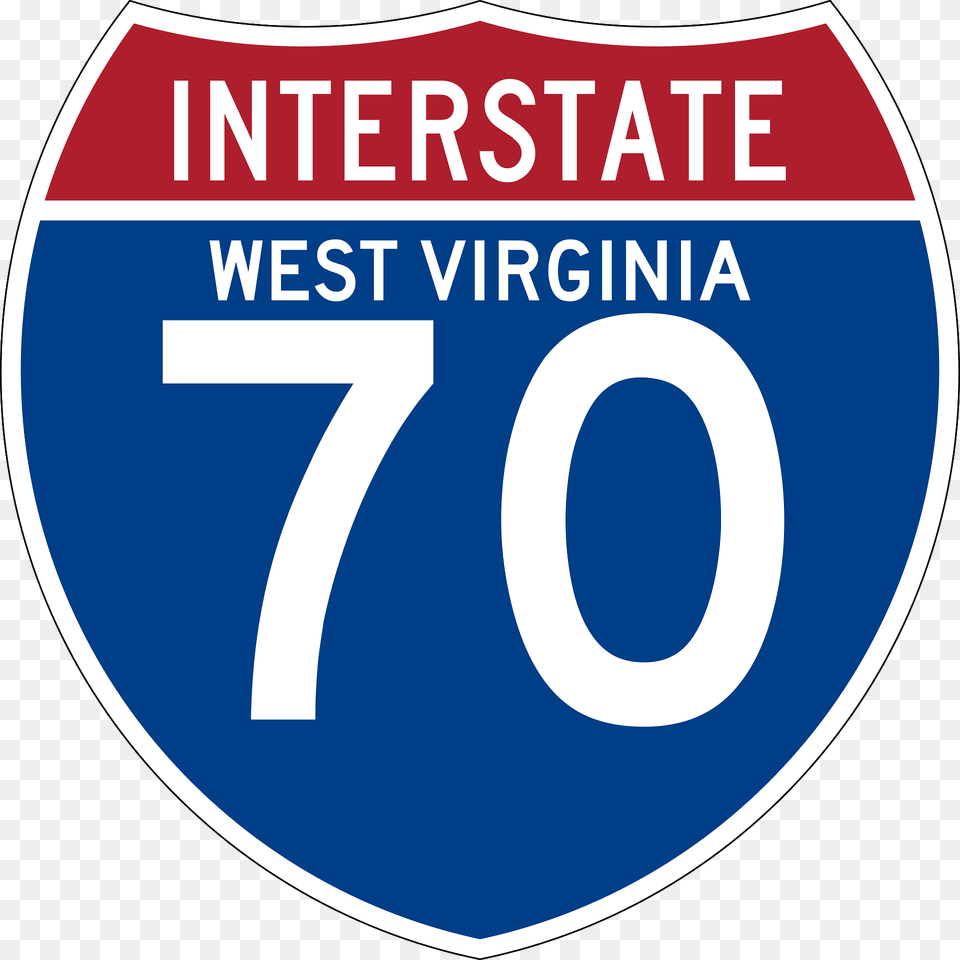 Interstate 70 West Virginia Sign Clipart, Symbol, Number, Text, Disk Free Transparent Png