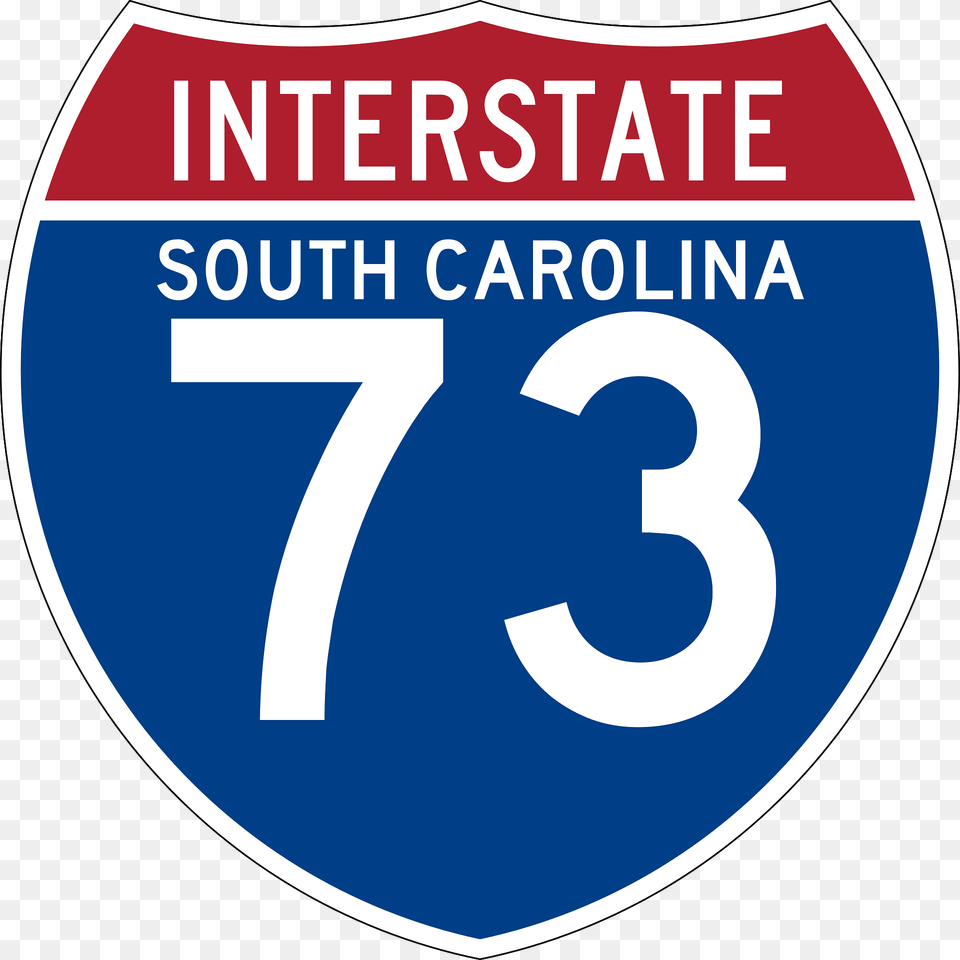 Interstate 73 South Carolina Sign Clipart, Symbol, Number, Text, Disk Png