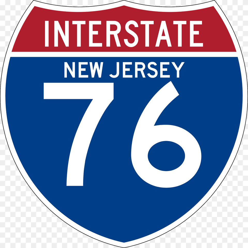 Interstate 76 New Jersey Sign Clipart, Symbol, Number, Text, Disk Png