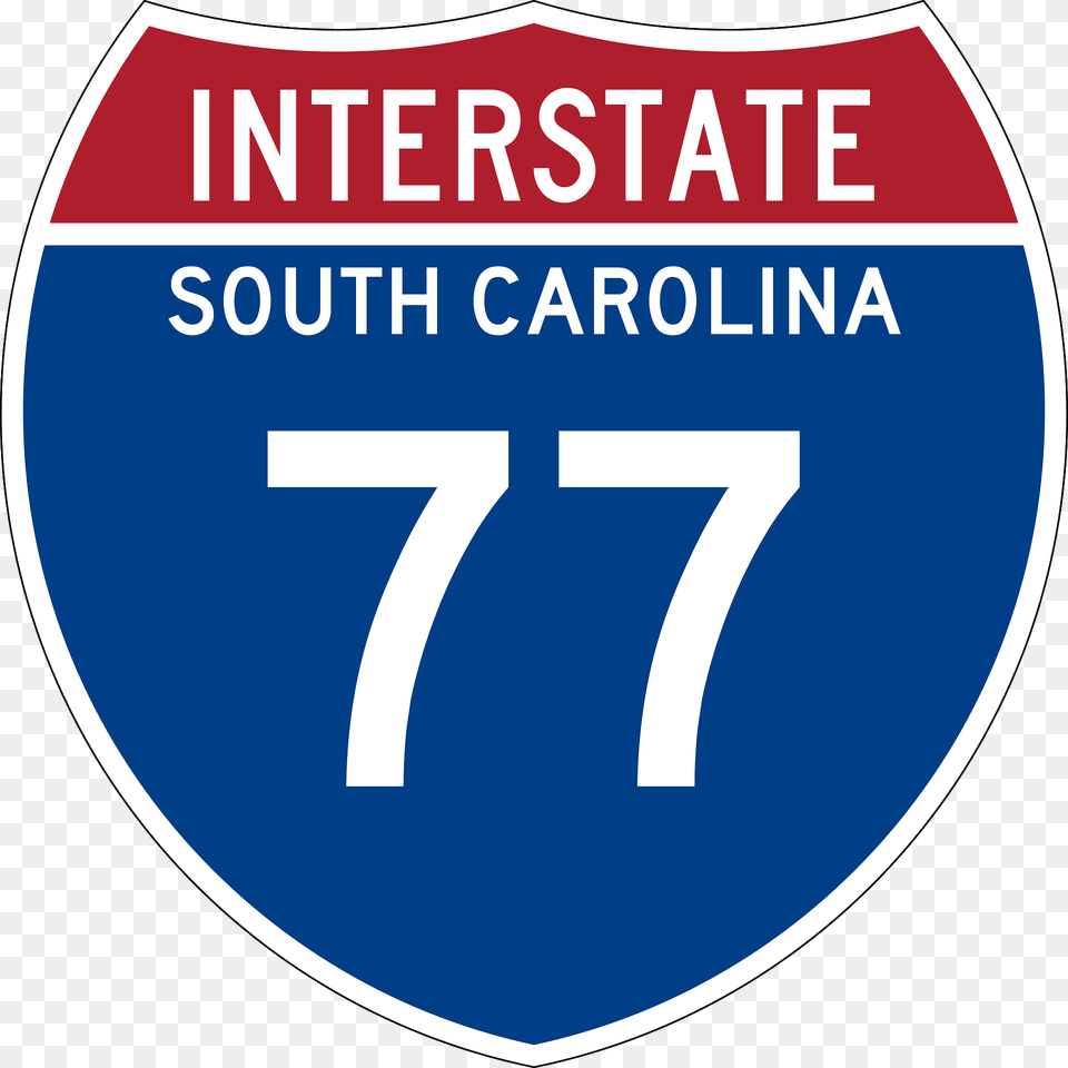 Interstate 77 South Carolina Metric Sign Clipart, Symbol, Number, Text, Logo Png Image