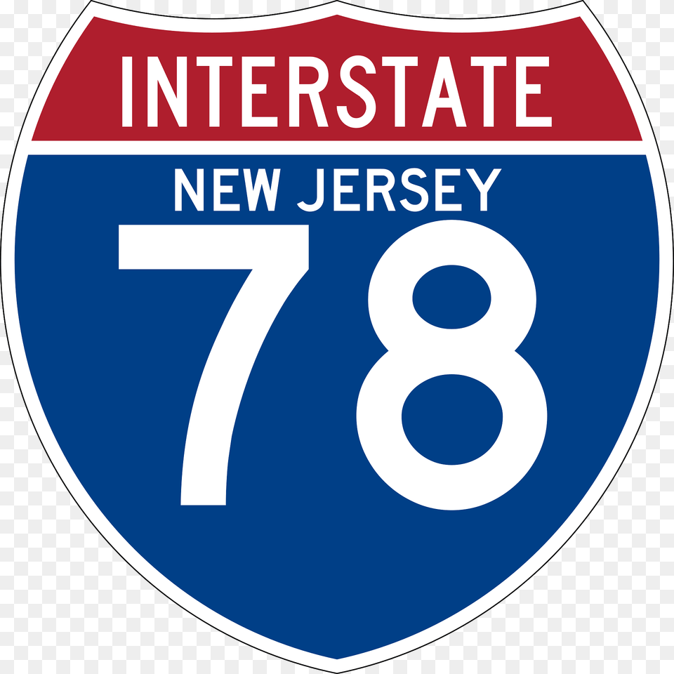 Interstate 78 New Jersey Sign Clipart, Symbol, Number, Text, Disk Free Png