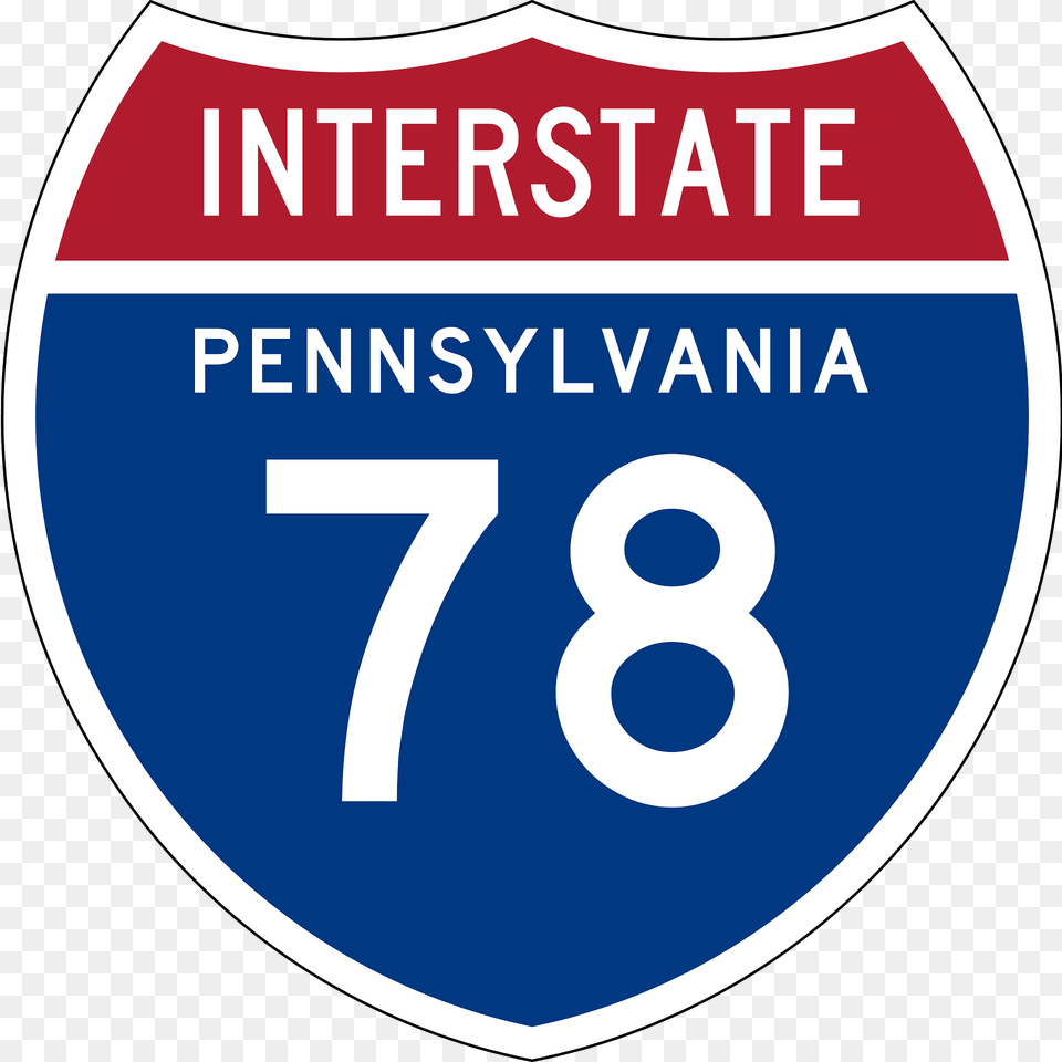 Interstate 78 Pennsylvania Sign Clipart, Symbol, Number, Text, Disk Free Png