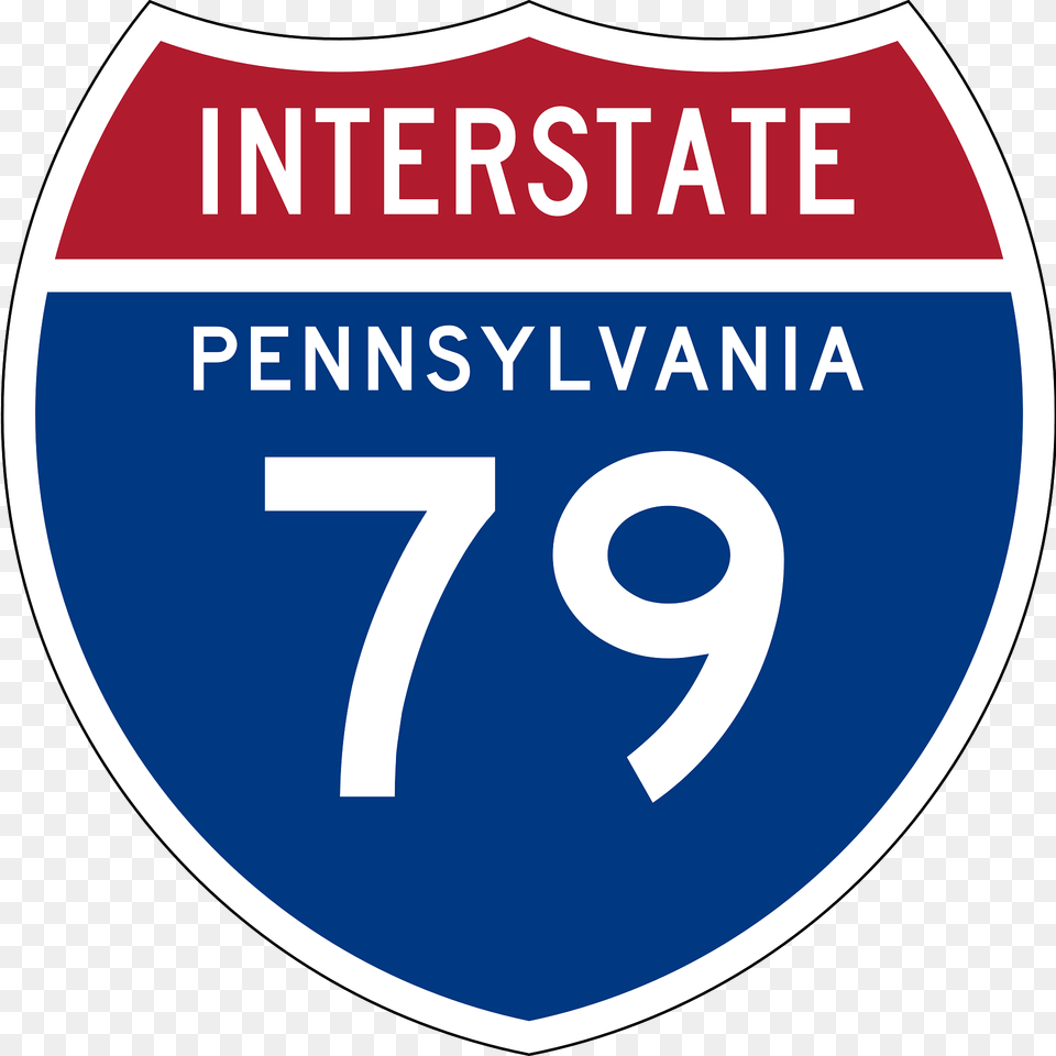 Interstate 79 Pennsylvania Sign Clipart, Symbol, Text, Number, Disk Png