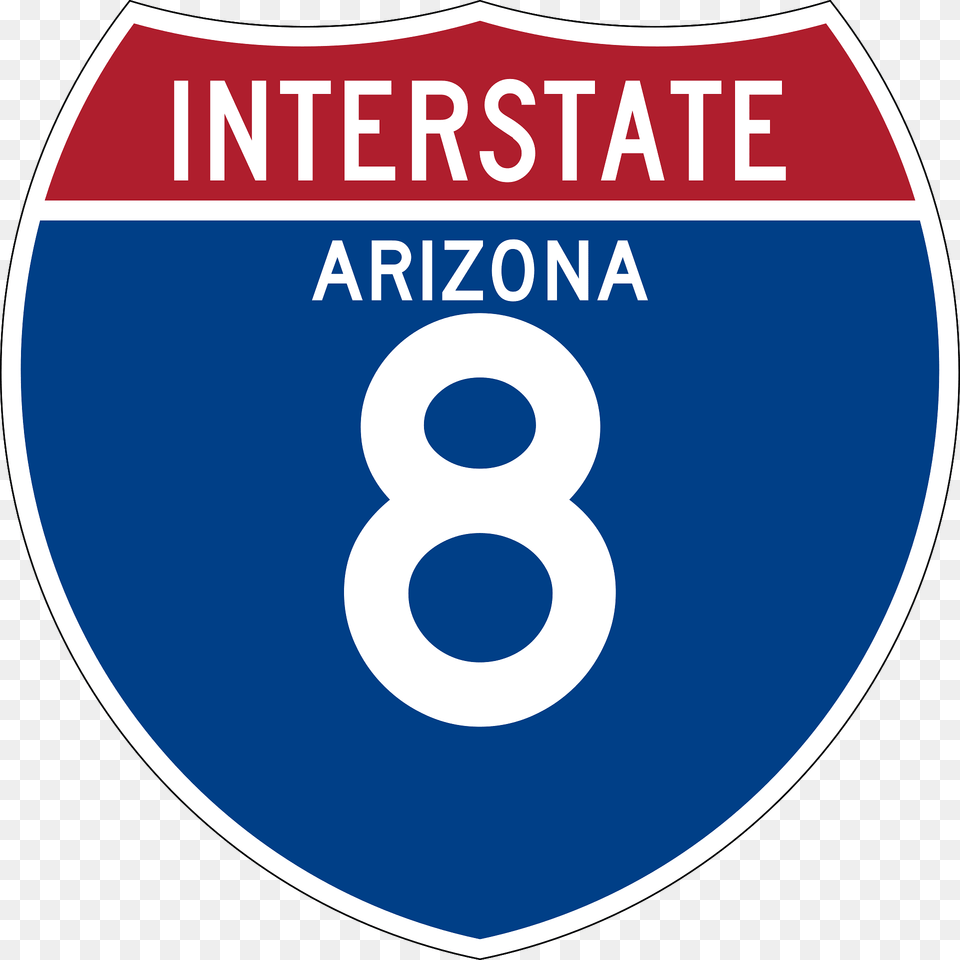 Interstate 8 Arizona Sign Clipart, Symbol, Text, Disk, Number Free Png Download