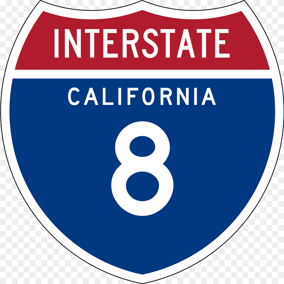 Interstate 8 California Sign Clipart, Symbol, Disk, Logo, Text Png Image