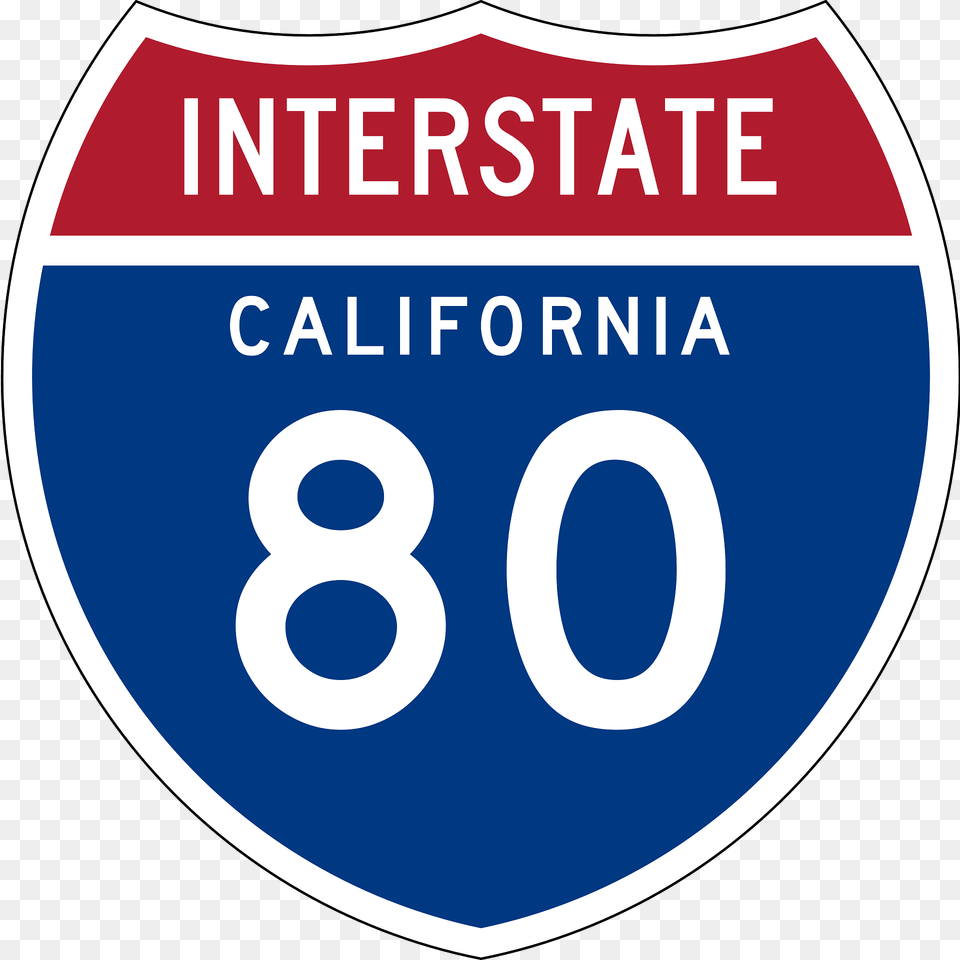 Interstate 80 California Sign Clipart, Symbol, Text, Disk, Number Png Image