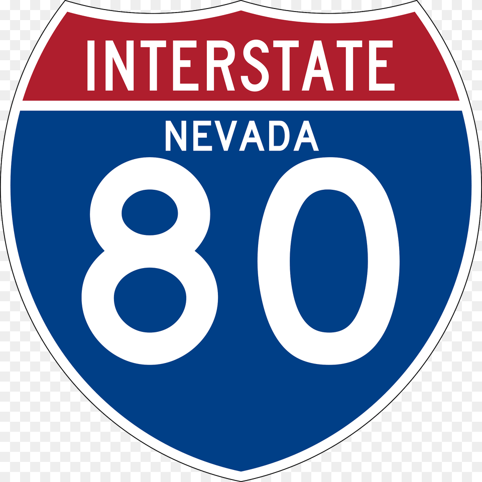 Interstate 80 Nevada Sign Clipart, Symbol, Text, Number, Disk Free Transparent Png