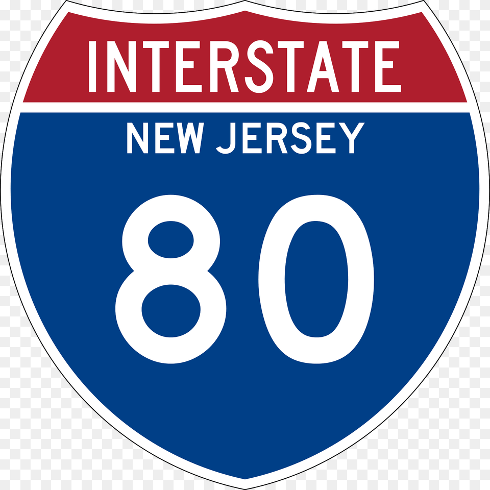 Interstate 80 New Jersey Metric Sign Clipart, Symbol, Number, Text, Disk Free Png