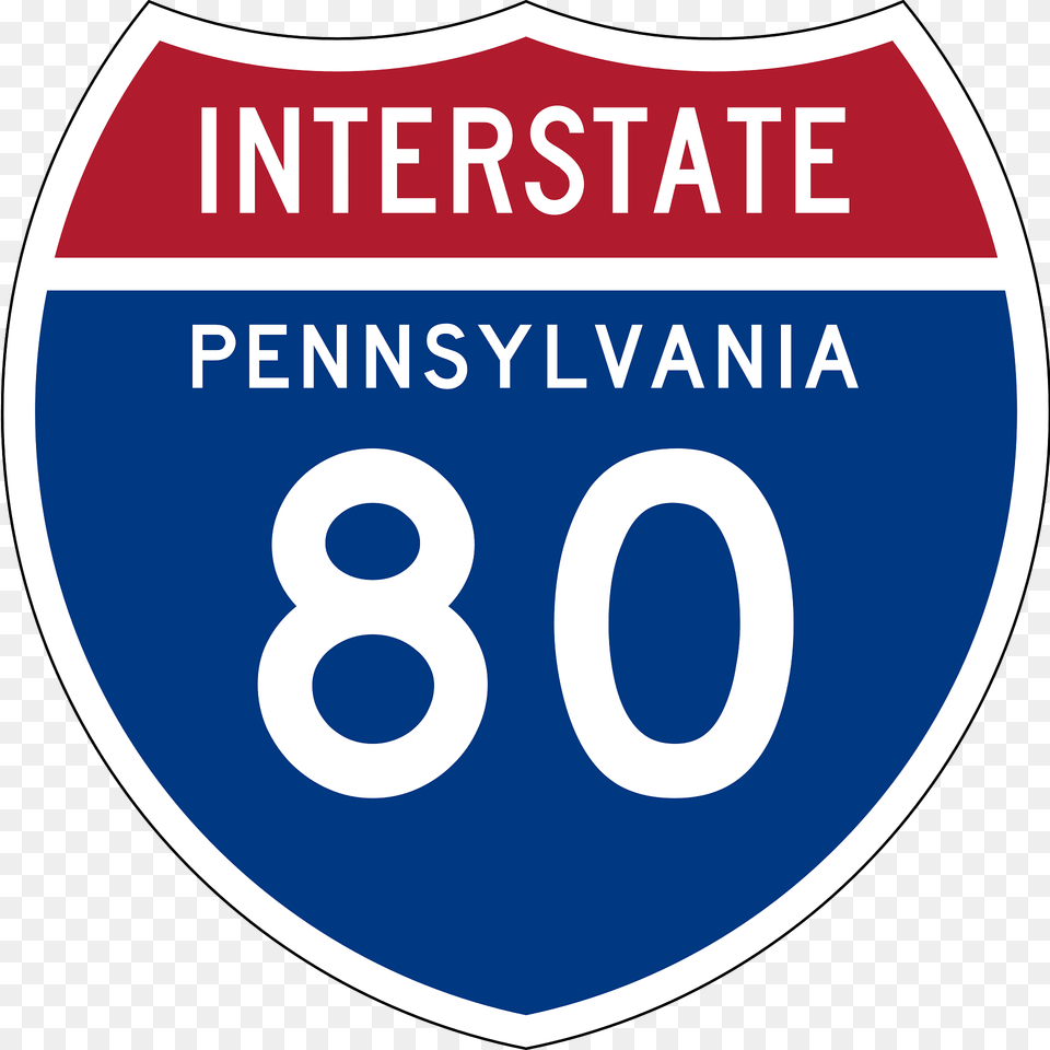 Interstate 80 Pennsylvania Sign Clipart, Symbol, Text, Disk, Number Png Image