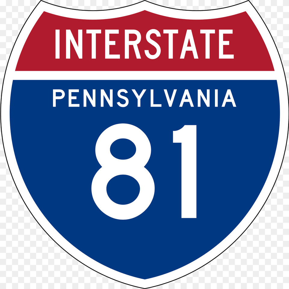 Interstate 81 Pennsylvania Sign Clipart, Symbol, Text, Number, Disk Free Png