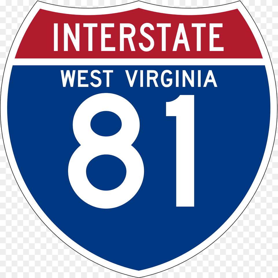 Interstate 81 West Virginia Sign Clipart, Symbol, Number, Text, Disk Free Png