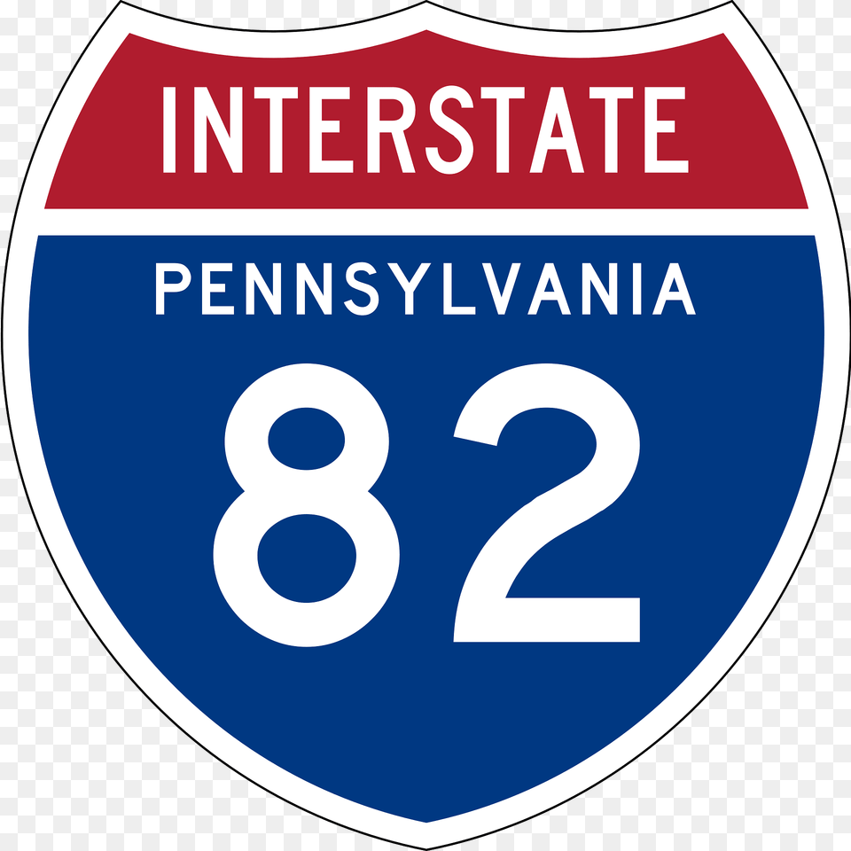 Interstate 82 Pennsylvania Sign Clipart, Symbol, Text, Number, Disk Png