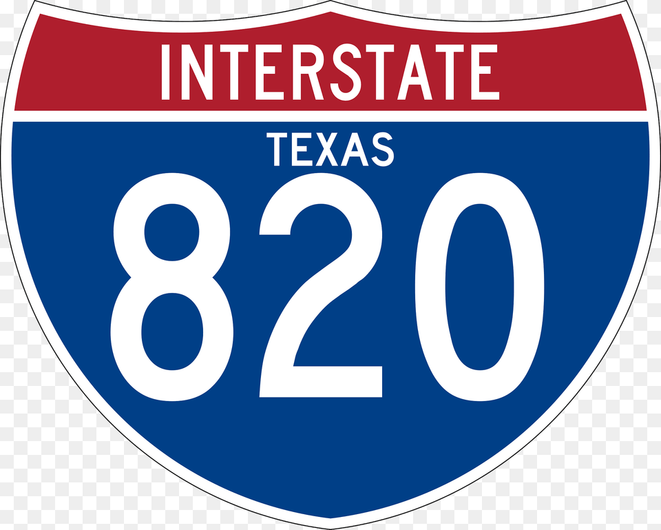 Interstate 820 Texas Sign Clipart, Symbol, Number, Text Png