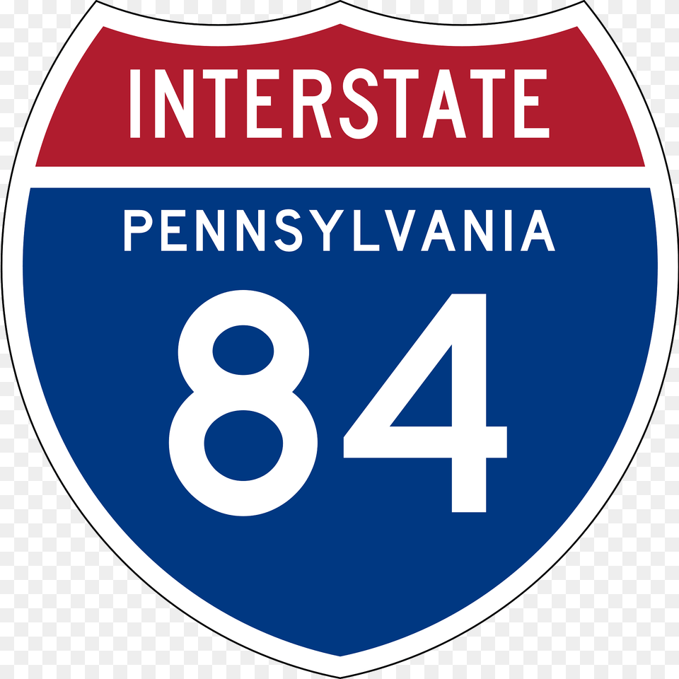 Interstate 84 Pennsylvania Sign Clipart, Symbol, Text, Number, Disk Free Png