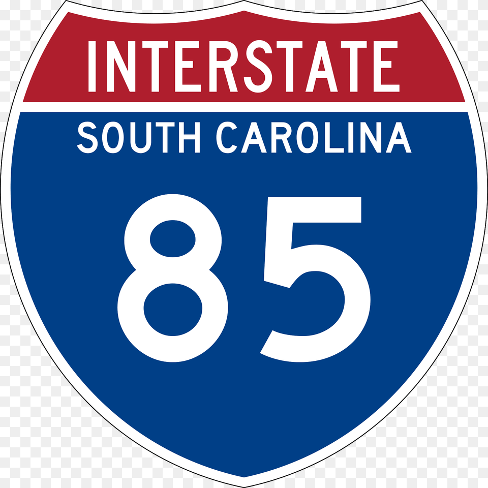 Interstate 85 South Carolina Metric Sign Clipart, Symbol, Text, Number, Disk Free Png Download