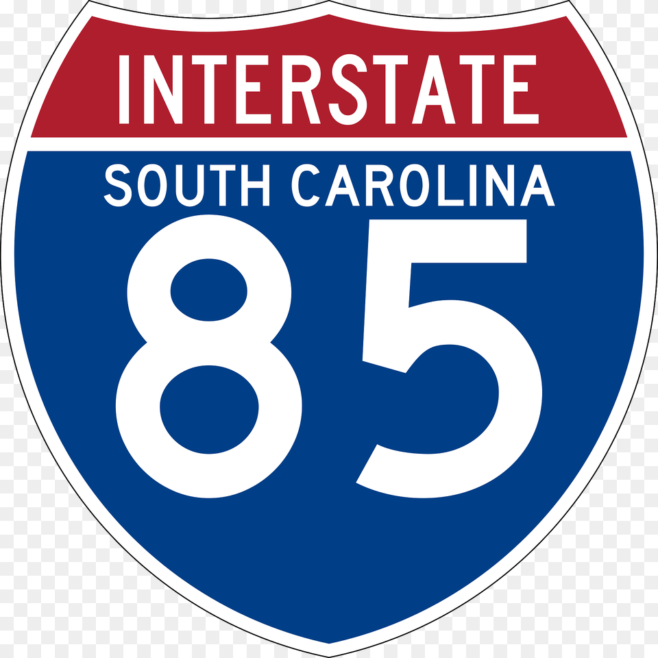 Interstate 85 South Carolina Sign Clipart, Symbol, Text, Number, Disk Free Png