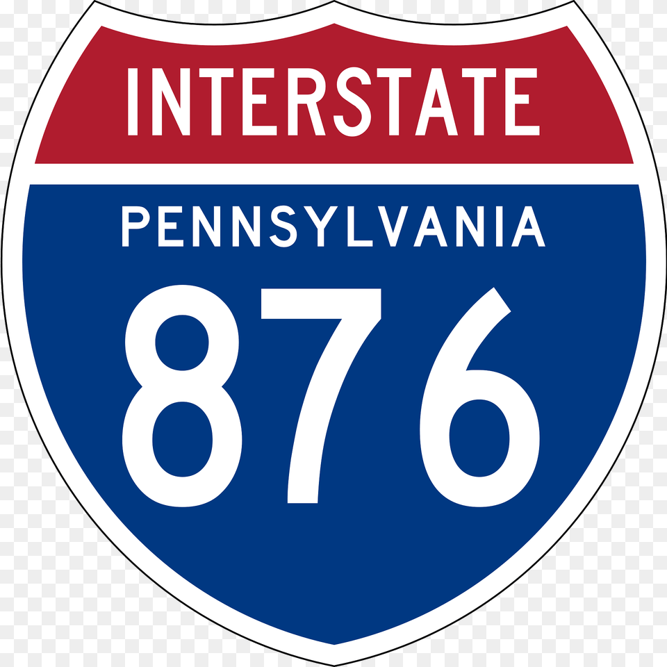 Interstate 876 Pennsylvania Sign Clipart, Symbol, Number, Text, Disk Free Transparent Png