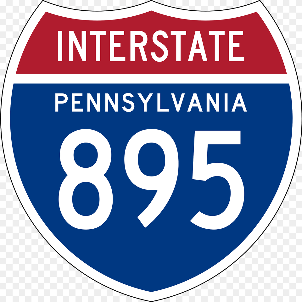 Interstate 895 Pennsylvania Sign Clipart, Symbol, Text, Number, Disk Free Png Download
