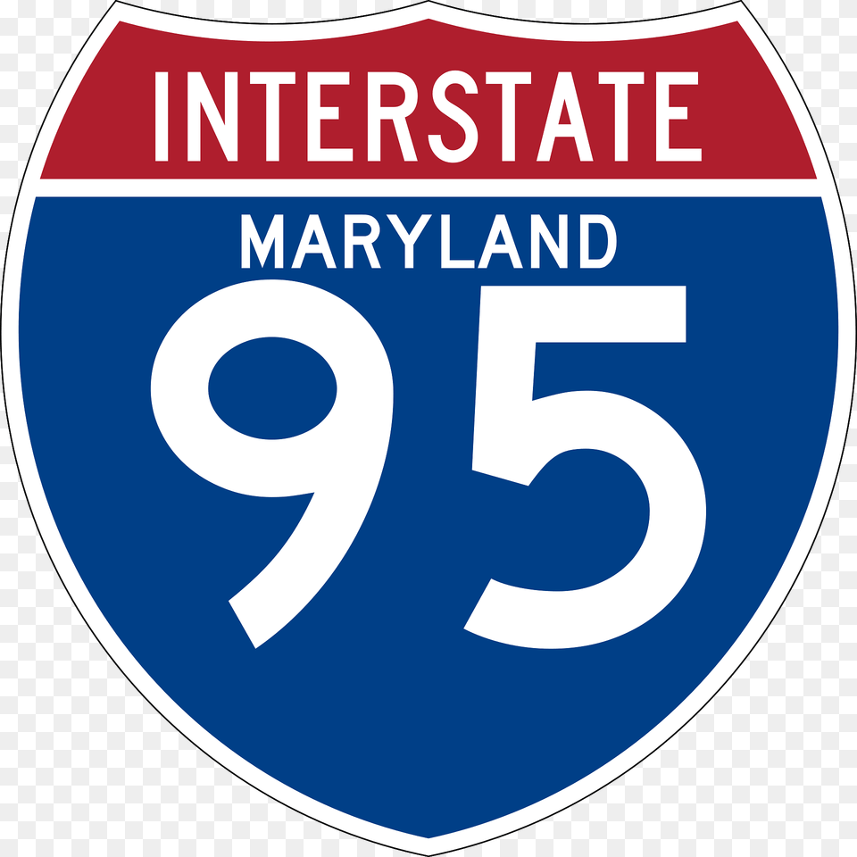Interstate 95 Maryland Sign Clipart, Symbol, Text, Number, First Aid Png Image