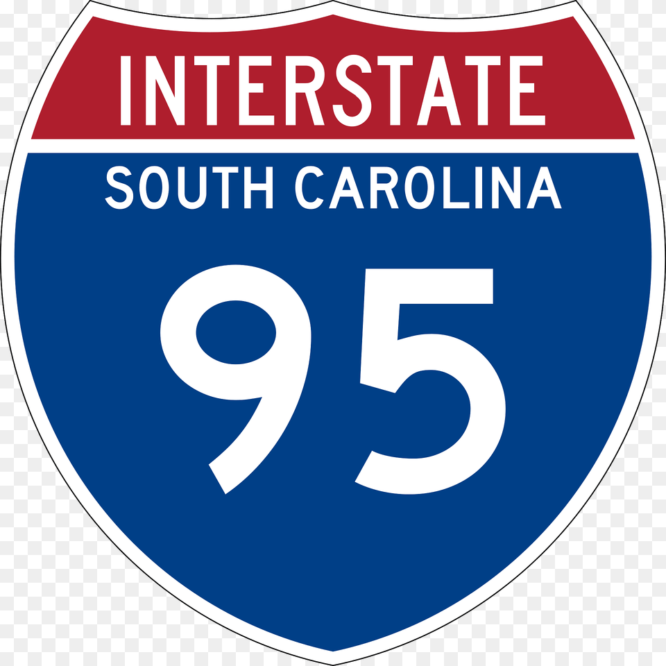 Interstate 95 South Carolina Metric Sign Clipart, Symbol, Text, Disk, Number Png Image