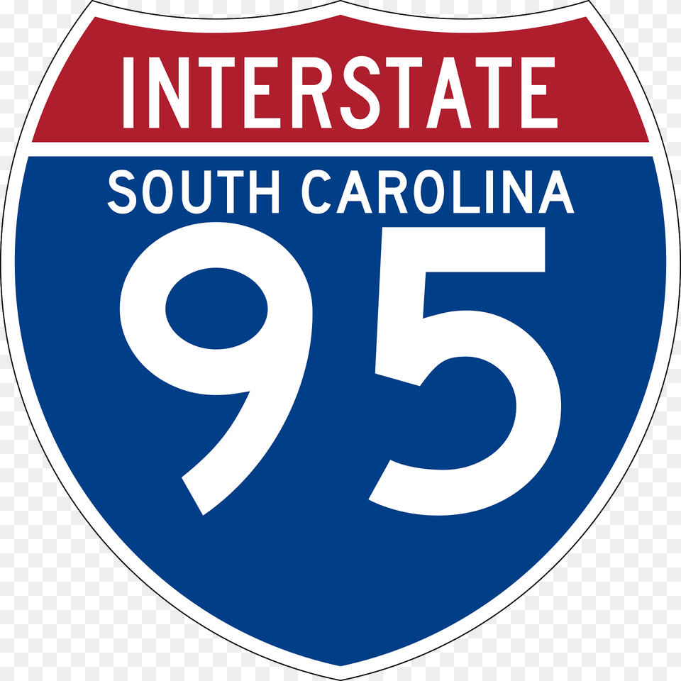 Interstate 95 South Carolina Sign Clipart, Symbol, Text, Disk, Number Free Png