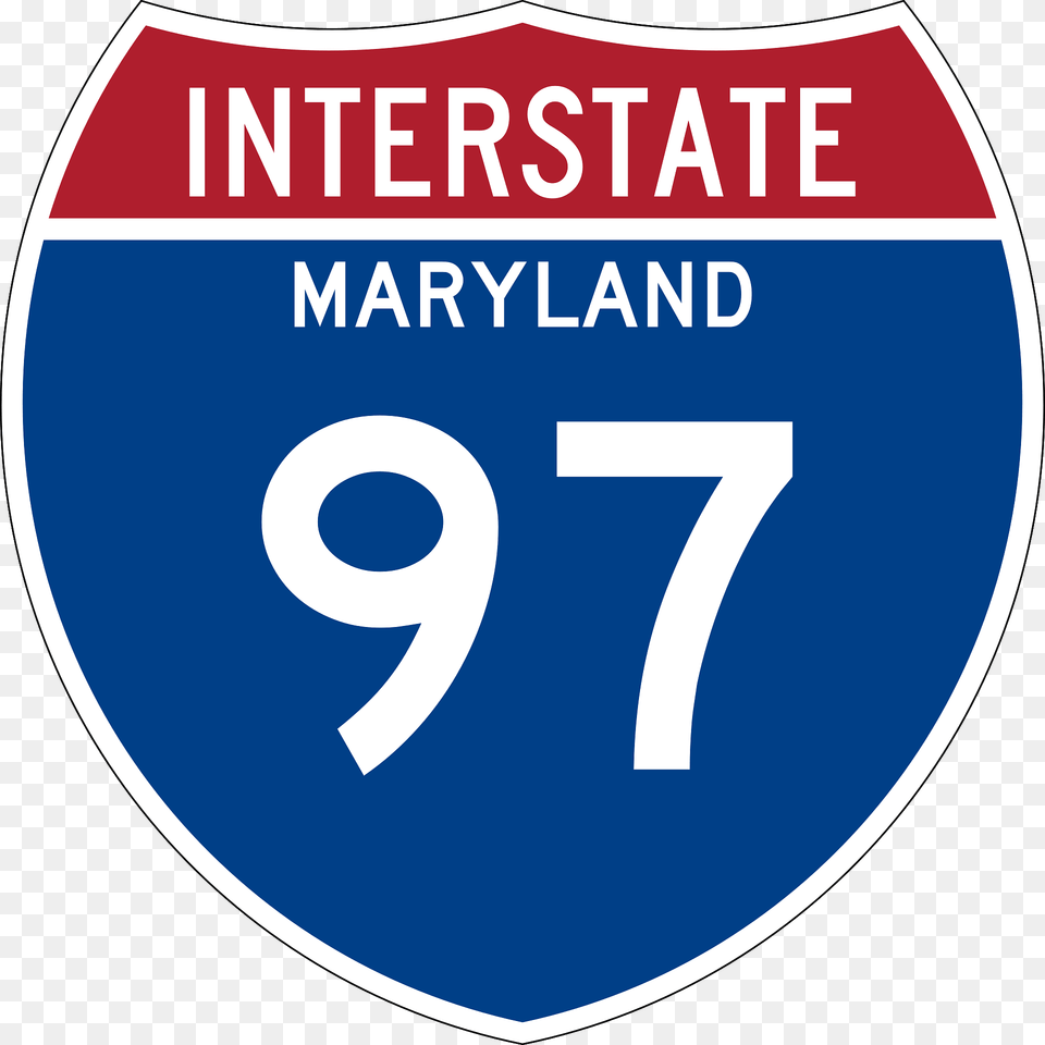 Interstate 97 Maryland Metric Sign Clipart, Symbol, Text, Number, Disk Png