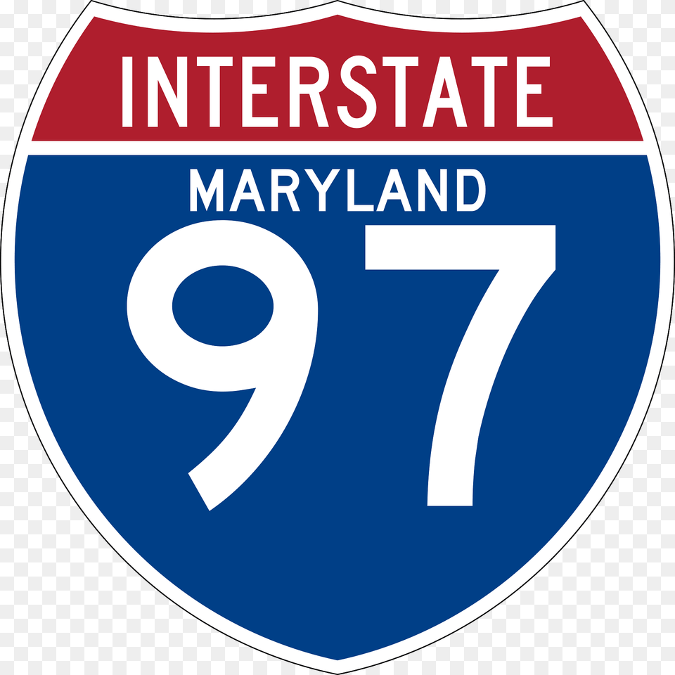 Interstate 97 Maryland Sign Clipart, Symbol, Number, Text, Disk Png
