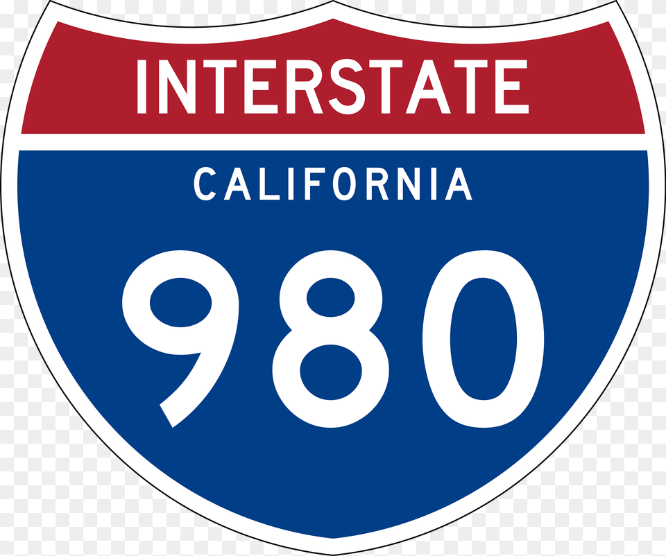 Interstate 980 California Sign Clipart, Symbol, Text, Number Free Png