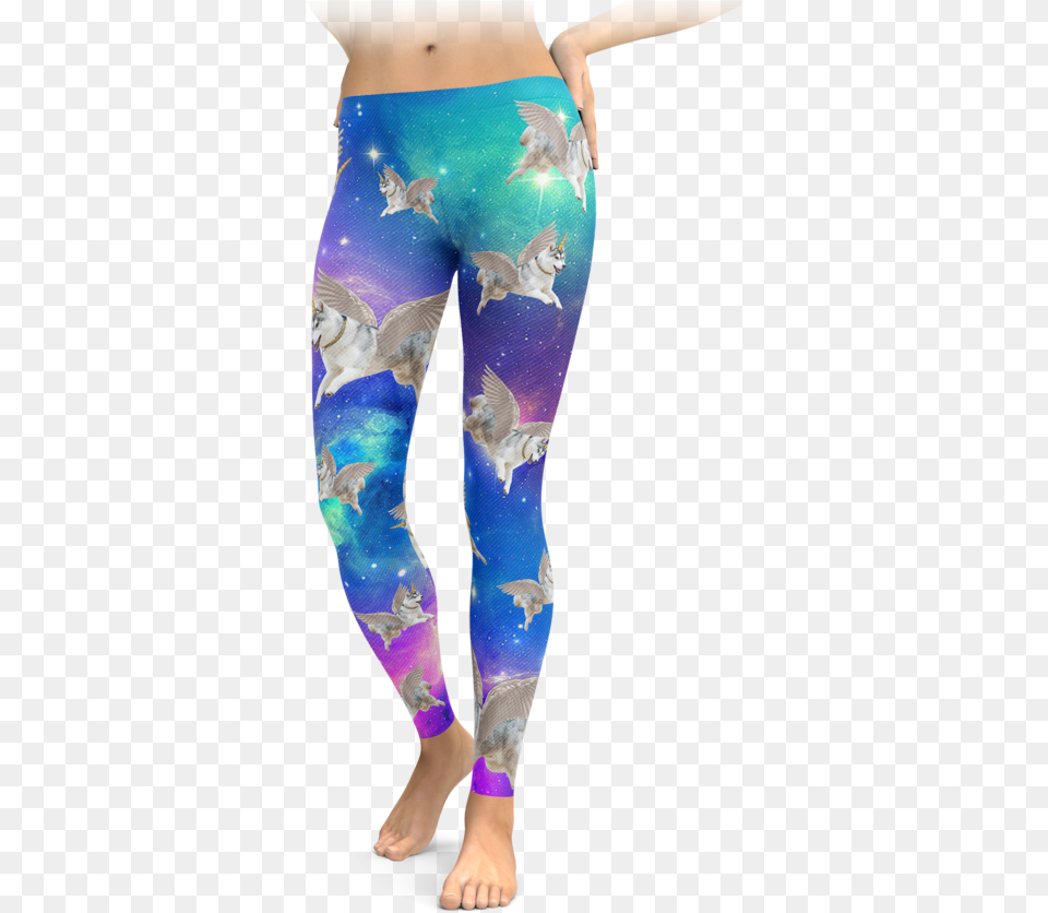 Interstellar Flying Unicorn Husky Leggings Leggings, Clothing, Hosiery, Tights, Adult Png Image