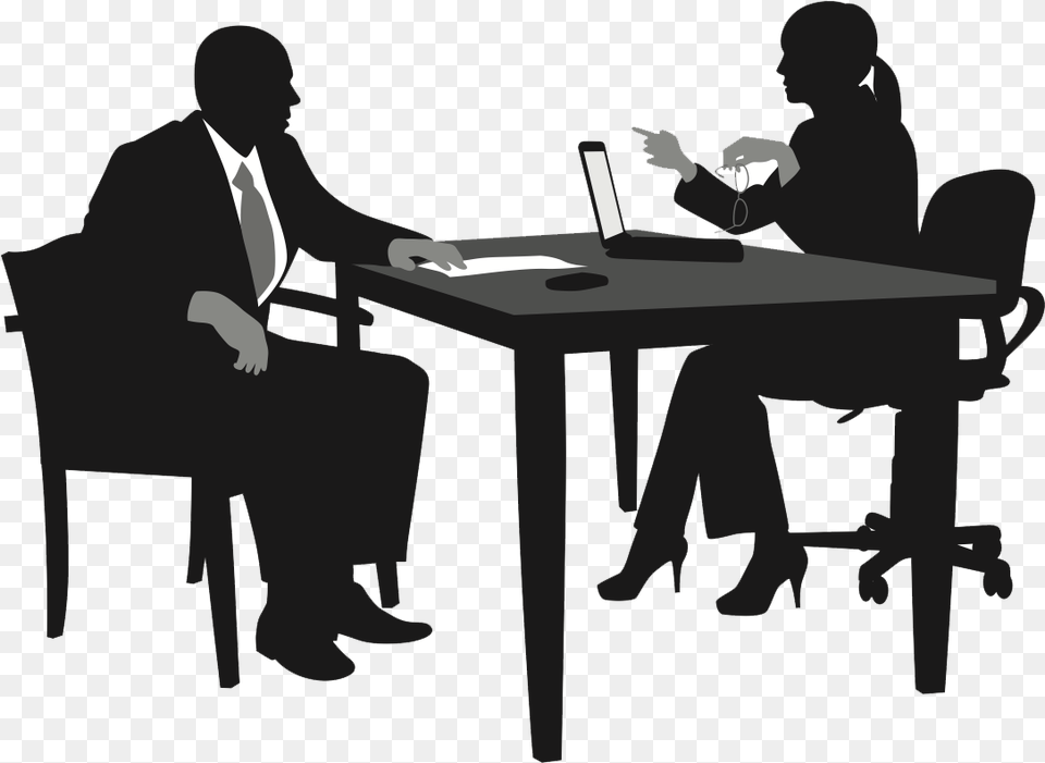Interview, Table, Desk, Furniture, Person Free Png Download