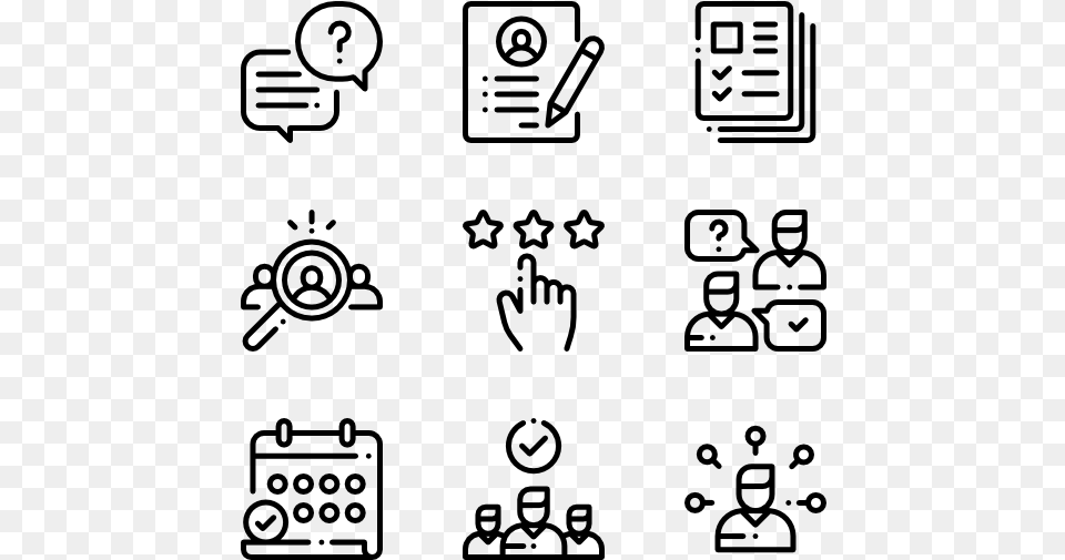 Interview Manufacturing Icons, Gray Png