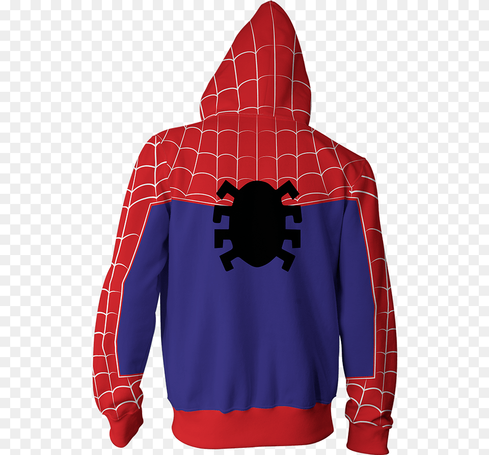 Into The Spider Verse Peter Parker Cosplay Zip Up Hoodie Miles Morales Hoodie, Clothing, Hood, Knitwear, Sweater Free Transparent Png