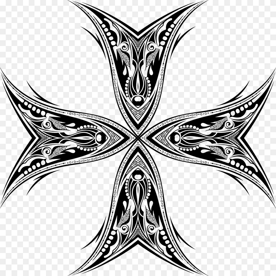 Intricate Drawing Cross Illustration, Gray Free Transparent Png
