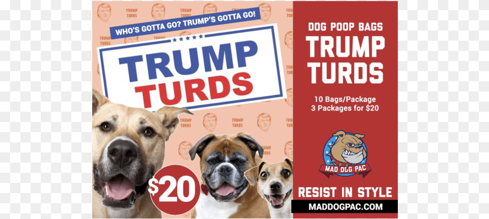 Introducing Trump Turd Bags They Are Fantastic Boxer Dog Tote Bag Gift Idea Adult Unisex Natural, Advertisement, Poster, Animal, Canine Png