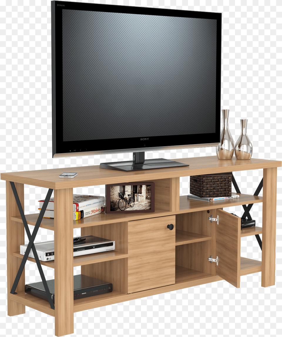 Inval Urban Modern Brown Amaretto Open Back 60 Inch Television Set, Computer Hardware, Screen, Monitor, Tv Png Image