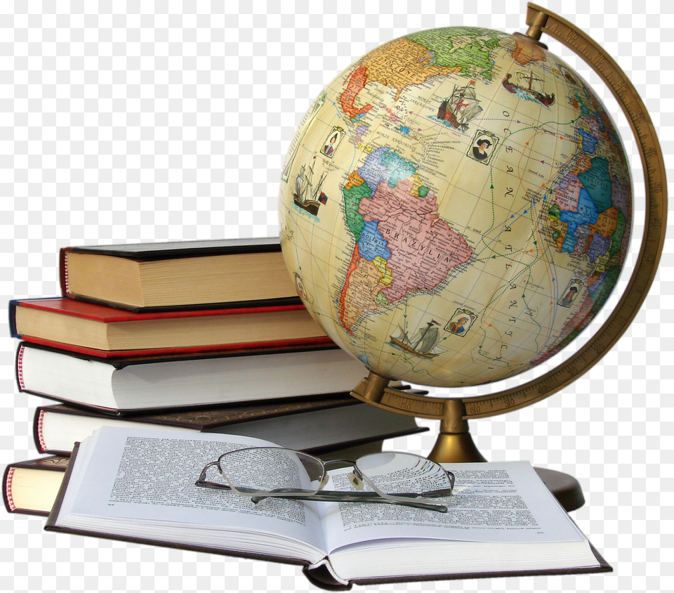 Invento La Maquina Tabuladora Globe And Books Clipart, Astronomy, Book, Outer Space, Planet Free Png Download