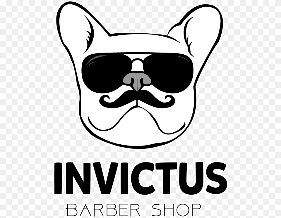 Invictus Barber Shop Is Not Available French Bulldog Barber Logo, Face, Head, Person, Stencil Png Image