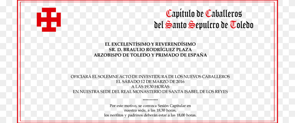 Invitacin Para El Acto De Investidura De Nuevos Caballeros Investiture, Computer Hardware, Electronics, Hardware, Screen Png Image