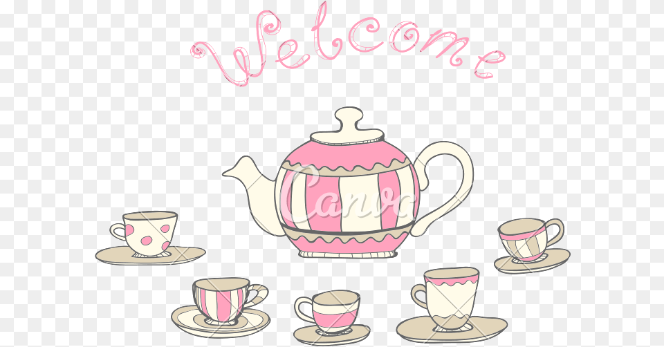 Invitation Portrait Illustrated Cup Teacup, Cookware, Pot, Pottery, Teapot Free Png Download