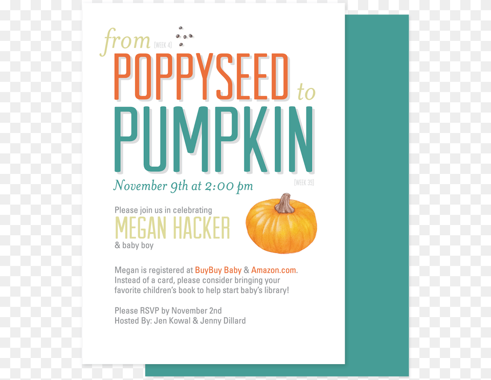 Invitations For A Baby Shower Using The Week By Week Pumpkin, Advertisement, Poster, Food, Plant Free Png Download