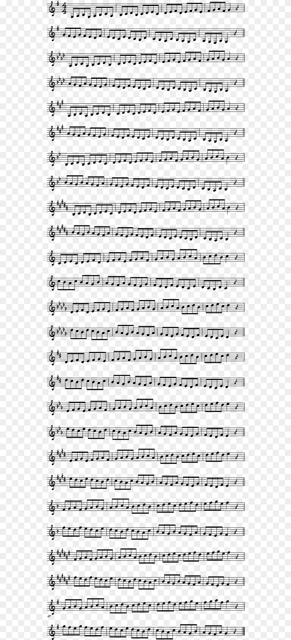 Ionian Exercise 1 Sheet Music, Gray Png Image