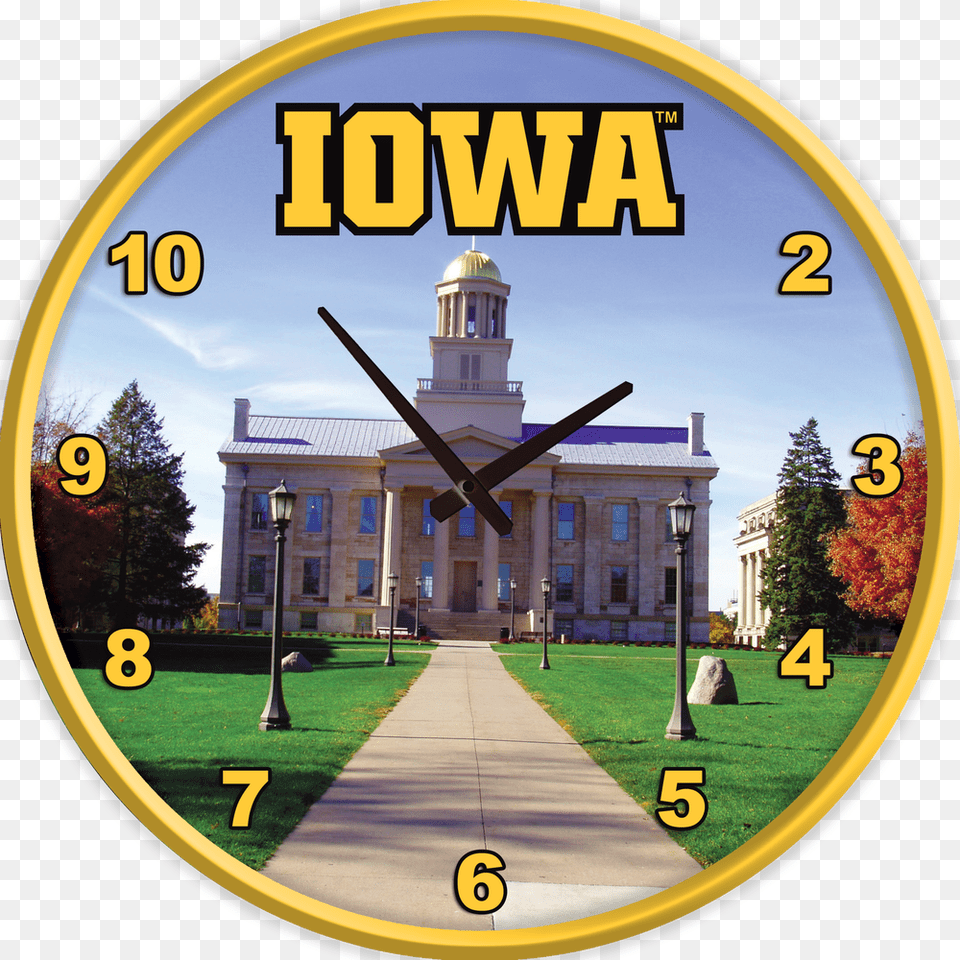 Iowa Hawkeyes 17 Inch Team Disc Wall Clock Old Capitol Iowa Old Capitol Building, Architecture, Analog Clock, Clock Tower, Tower Free Transparent Png