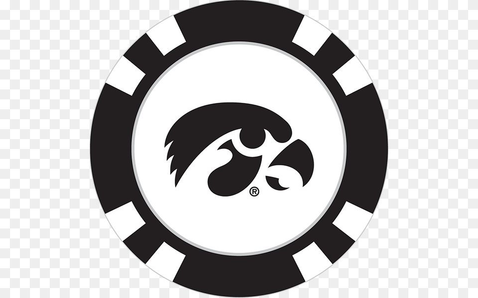Iowa Hawkeyes Poker Chip Ball Marker, Logo, Stencil, Disk, Emblem Png Image
