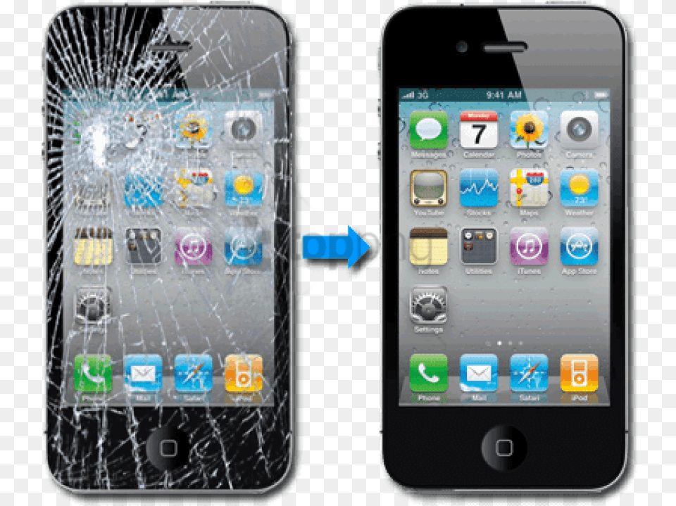 Iphone 6 Cracked Screen Broken Phone Vs Fixed Phone, Electronics, Mobile Phone Png